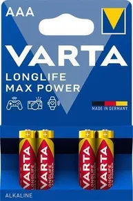 Batterie, AAA (Mikrostift), 4 Stück pro Packung, VARTA „MaxTech“